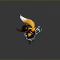 Anthropomorphic Fox Character With Brown Hair Blue Eyes Yellow Ears Tail And Silver Metallic Armor
