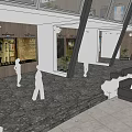 Cultural Center Spacious Interior With Comfortable Sofas And Wall Artworks Large Windows