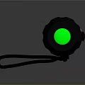 Black Tactical Flashlight With Green LED Light And Wrist Lanyard Design