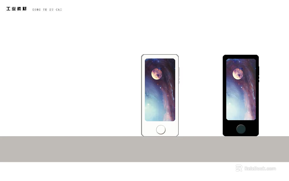 White And Black Smartphones With Moon And Starry Sky Display Screens 3d model 