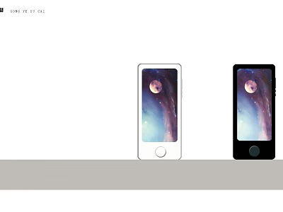White And Black Smartphones With Moon And Starry Sky Display Screens 3d model