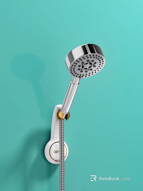 Modern Chrome Shower Head with Handheld Spray and Wall Mount Design 3d model 