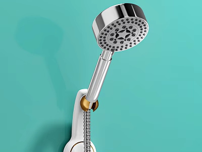 Modern Chrome Shower Head with Handheld Spray and Wall Mount Design 3d model