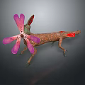 Colorful Lizard Like Game Movie Character With Pink Flower Shaped Head And Orange Red Spots