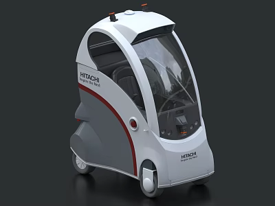 Mitsubishi Heavy Industries Compact Autonomous Car With Transparent Cabin And Red Stripe Design 3d model