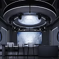 Futuristic KTV Interior Design With Modern Lighting Bar And Chairs