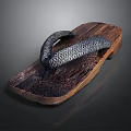 Traditional Handcrafted Wooden Clog With Carved Wooden Sole And Braided Black Strap