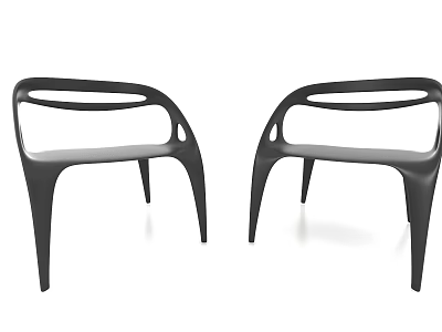 Two Modern Black Leisure Chairs With Curved Armrests And Unique Leg Design 3d model