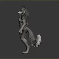 Mythical Anthropomorphic Werewolf 3D Model With Furry Texture And Standing Pose