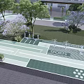 Fire Rescue Access Area With Clear Ground Markings And Green Safety Surroundings