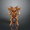 Golden Armored Mech Robot With Metallic Exterior And Symmetrical Structure