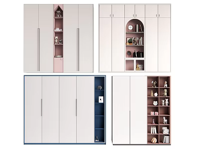Modern Wardrobe Design With Various Colors Interior Storage And Decorative Shelves 3d model