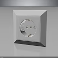 White Wall Socket With Square Frame And Round Plug Holes For Home Use 3d model