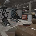 Automotive Specialty Store Interior Featuring Car Lift Tires Tools Ladders And Tool Cabinets