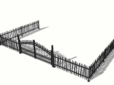 Entrance Gate With Pointed Fence Design For Residential Outdoor Garden Access 3d model