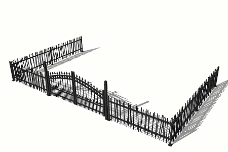 Modern gate landscape wrought iron fence 3d model