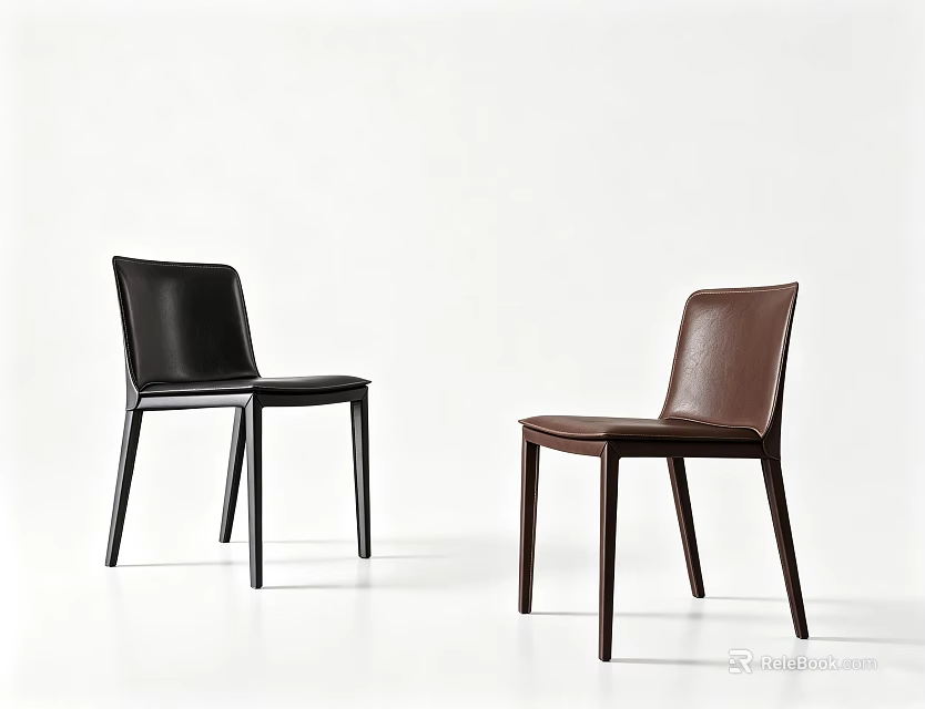 Elegant Modern Minimalist Leather Upholstered Dining Chairs In Black And Brown For Stylish Home Decor 3d model 