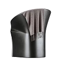 Black Modern Accent Chair With Gray Fringe Blanket On Backrest Stylish Design For Living Room