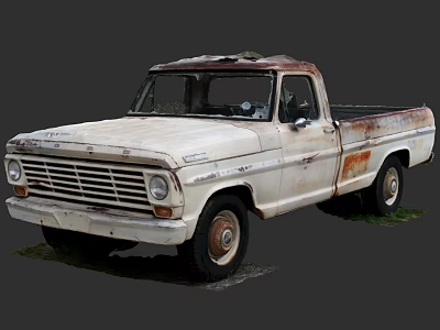 Old White Rusty Vintage Pickup Truck With Classic Design And Weathered Exterior 3d model