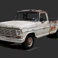Old White Rusty Vintage Pickup Truck With Classic Design And Weathered Exterior