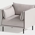 Light Gray Single Sofa With Soft Cushions Armrest Design And Black Legs 3d model