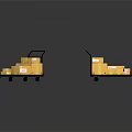 Multiple Yellow Boxes Stacked on Black Trolleys in Storage Facility View