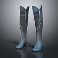 Stylish Tall Boots With Shiny Finish And Block Heels Fashionable Footwear Design