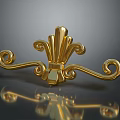 Elegant Golden Decorative Ornament With Curved Scrolls And Intricate Design