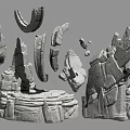 Garden Ornaments with Natural Rock Formations and Decorative Stone Landscape Elements 3d model