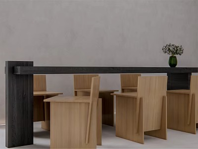 Modern Table and Chair Combination Long Table 3d model