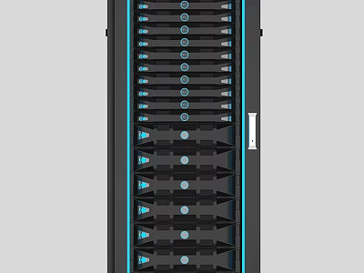 Modern Computer Server Rack With Multiple Units And Blue Indicators For Data Center 3d model
