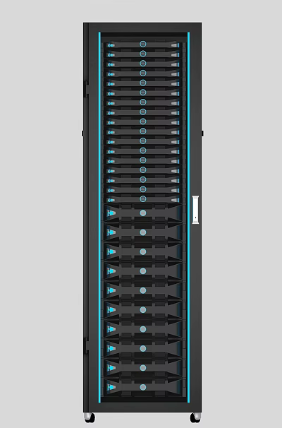 Modern Computer Server Rack With Multiple Units And Blue Indicators For Data Center 3d model