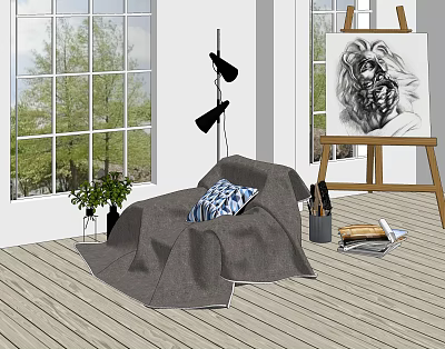 Nordic Single Sofa Casual Sofa 3d model