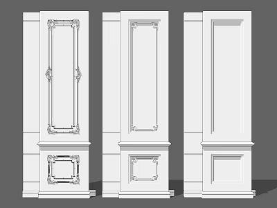 Decorative Wall Paneling in Three Different Designs for Modern and Classic Interiors 3d model