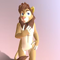 3D Animated Anthropomorphic Lion Game And Movie Character With Brown Fur And Blue Eyes Standing Pose