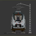 Modern Silver and Red Electric Train on Railway Track with High Speed Exterior Design