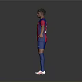 Men's Red And Blue Striped Jersey With Blue Shorts Socks And White Sneakers