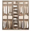 Elegant Modern Wardrobe Interior With Hanging Shirts Folded Clothes And Drawers