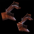 Wooden Staircase with Handrail and Spiral Steps Design for Home Interior