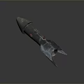 Detailed Metallic Rocket Model With Red Accents And Tail Fins Design
