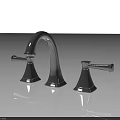 Polished Silver Two Handle Faucet With Modern Design And Smooth Finish 3d model