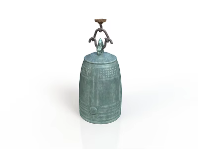 Bronze Bell Sculpture with Intricate Carvings and Decorative Top Handle 3d model