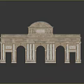 Classical Arch Building Model With Multiple Arches Columns And Blue Stone Roof