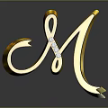 Decorative Commercial Equipment With Golden Letter M Design And Diamond Accents