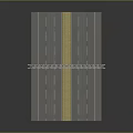 Detailed Road Model With Gray Pavement Yellow Dividing Lines Lane Lines And Traffic Light Truss