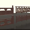 Brown Wooden Railings With Various Hollowed out Designs And Multiple Sections