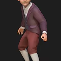 Man in Purple Suit Jacket with Vest Shirt and Brown Pants