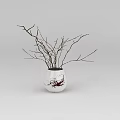 Tech Exhibition Hall Display With White Vase And Red Spotted Branches