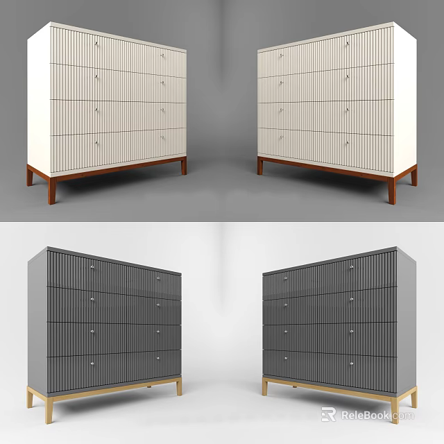 Modern Entryway Cabinet Sideboard With Multiple Drawers And Wooden Legs 3d model 