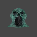 3D Rendered Green Ghost Character With Large Eyes And Open Mouth